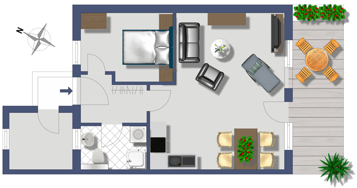 Ferienwohnung »Apfelgarten« in Prerow -Grundriss Ferienwohnung »Apfelgarten« in Prerow -Grundriss